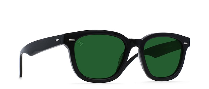 Raen Glossy Black Frame And Green Polarized Lens Sunglasses By G&M Eyecare