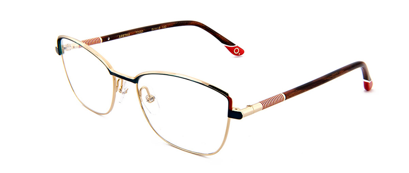 Aretha Gold And Black Eyeglasses By G&M Eyecare
