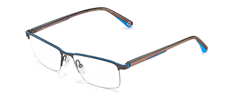 Kass Wood Brown And Blue Eyeglasses By G&M Eyecare