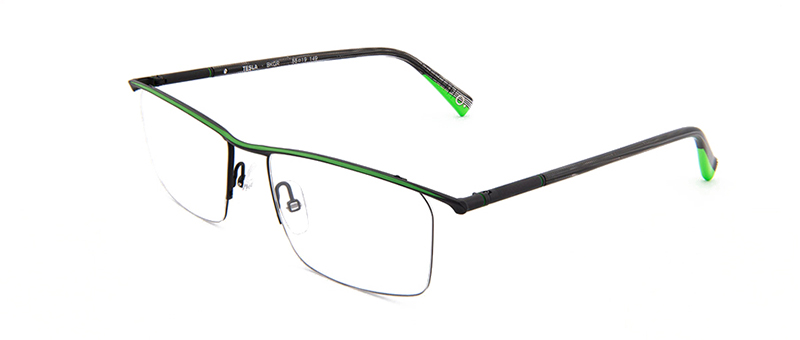 Tesla Thin Black And Green Eyeglasses By G&M Eyecare