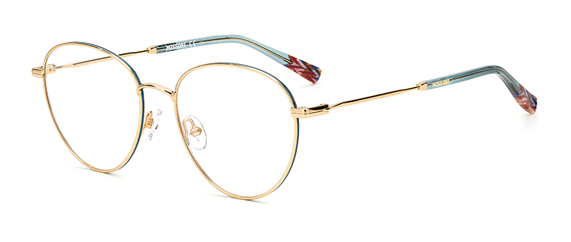 Missoni Gold Rim And Aquamarine Tips Eyeglasses By G&M Eyecare