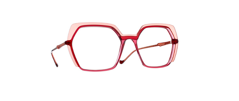 Caroline Abram Edith Red Hexagonal Shape Rims Eyeglasses By G&M Eyecare