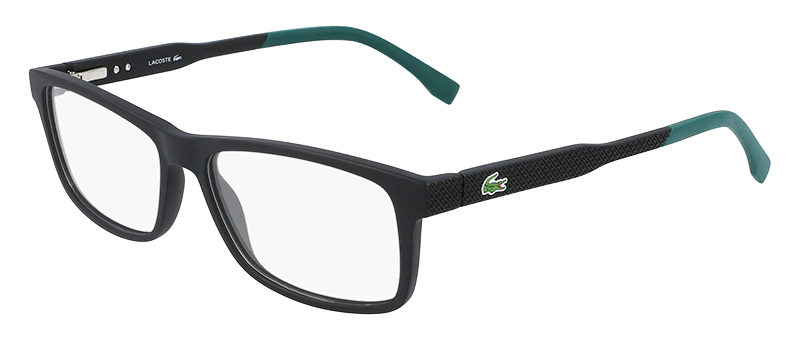 Lacoste Black Matte Frame And Teal Tips Eyeglases By G&M Eyecare