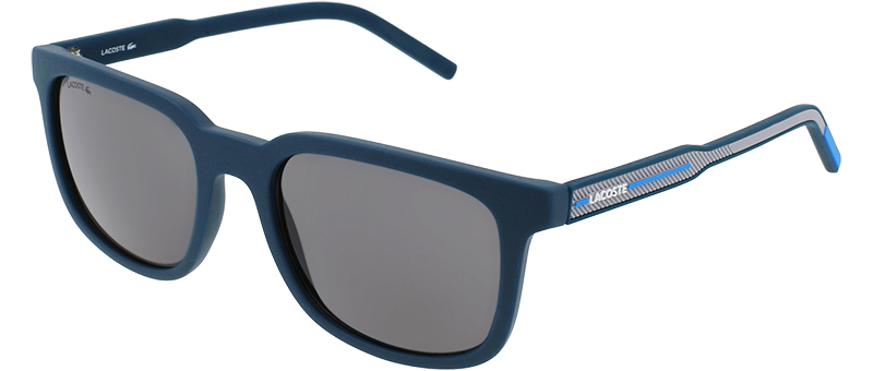 Lacoste Matte Dark Blue And Grey Rubberized Temples Sunglasses By G&M Eyecare