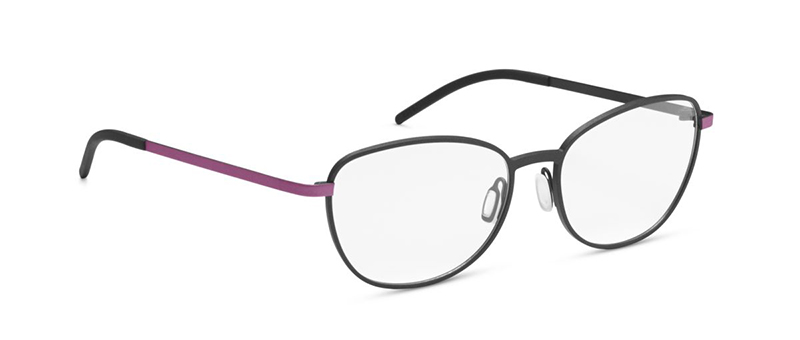 Shard Pink Temples Black Rim Eyeglasses By G&M Eyecare