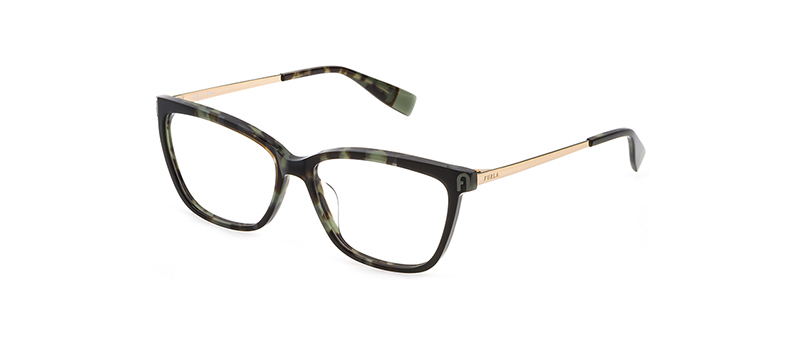 Furla Black And Green Rim With Gold Temple Eyeglasses By G&M Eyecare