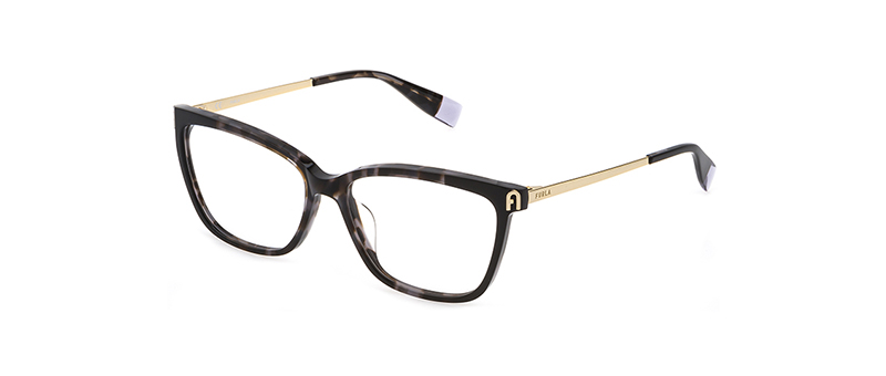 Furla Black Marble Design Rim With Gold Temples Eyeglasses By G&M Eyecare