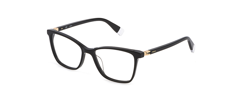 Furla Black Frame Eyeglasses With Gold Hinges By G&M Eyecare