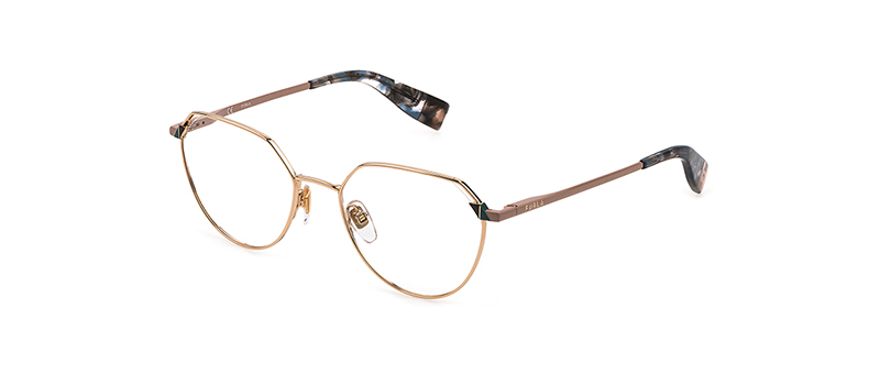 Furla Thin Gold Frame With Marble Design Tips Eyeglasses By G&M Eyecare