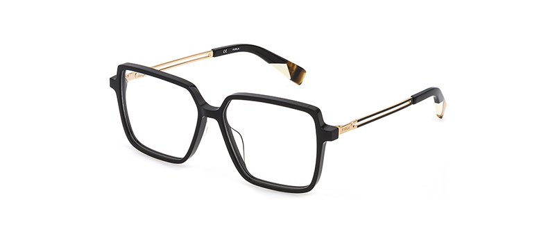 Furla Thick Black Frame Eyeglasses With Square Lenses By G&M Eyecare