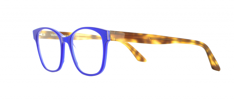 Vanni Royal Blue Rim Yellow Tart Temple Eyeglasses By G&M Eyecare