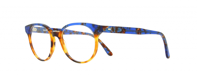 Vanni Tropical Blue Temple And Yellow Tart Rim Eyeglasses By G&M Eyecare