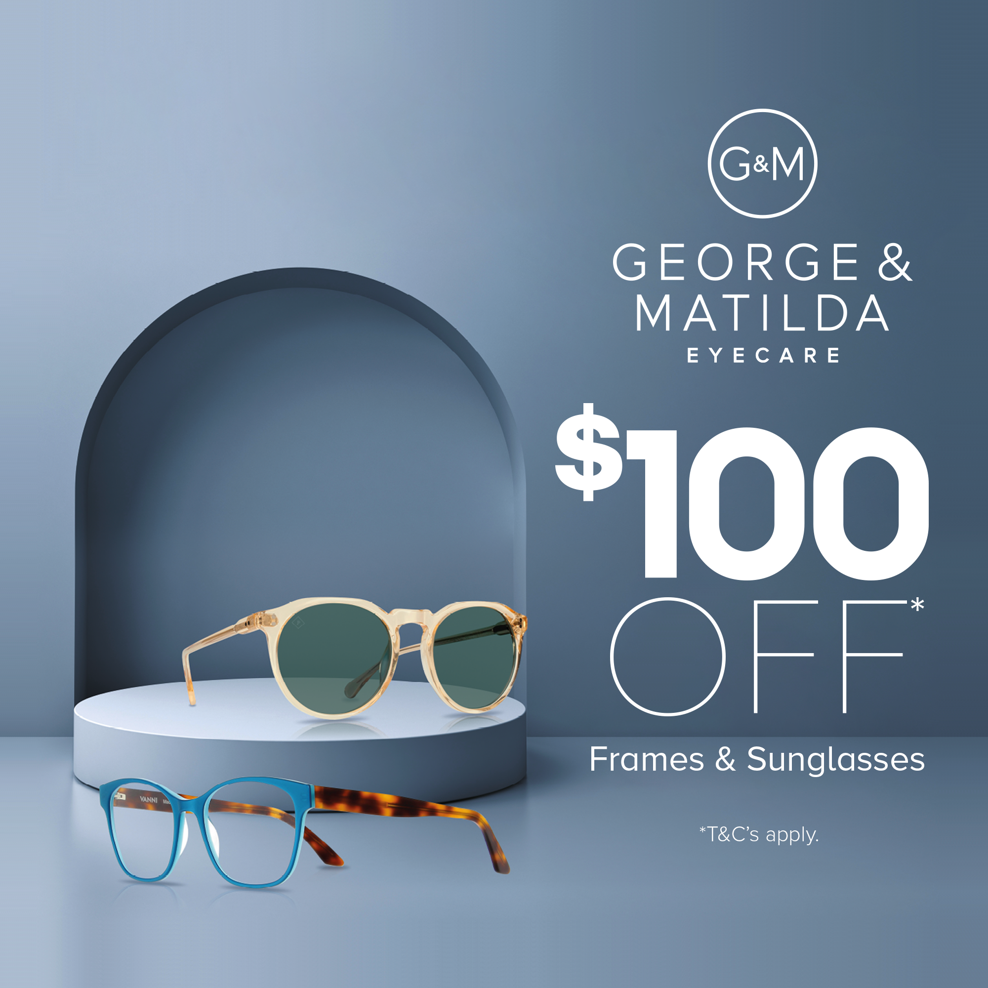 $100 off All Glasses & Sunglasses